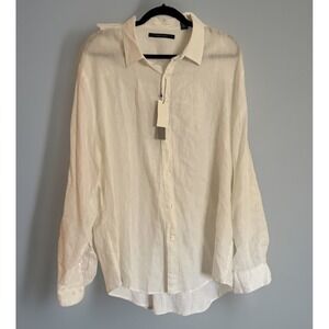 Perry Ellis 100% Linen White Button Shirt Men XXL NWT